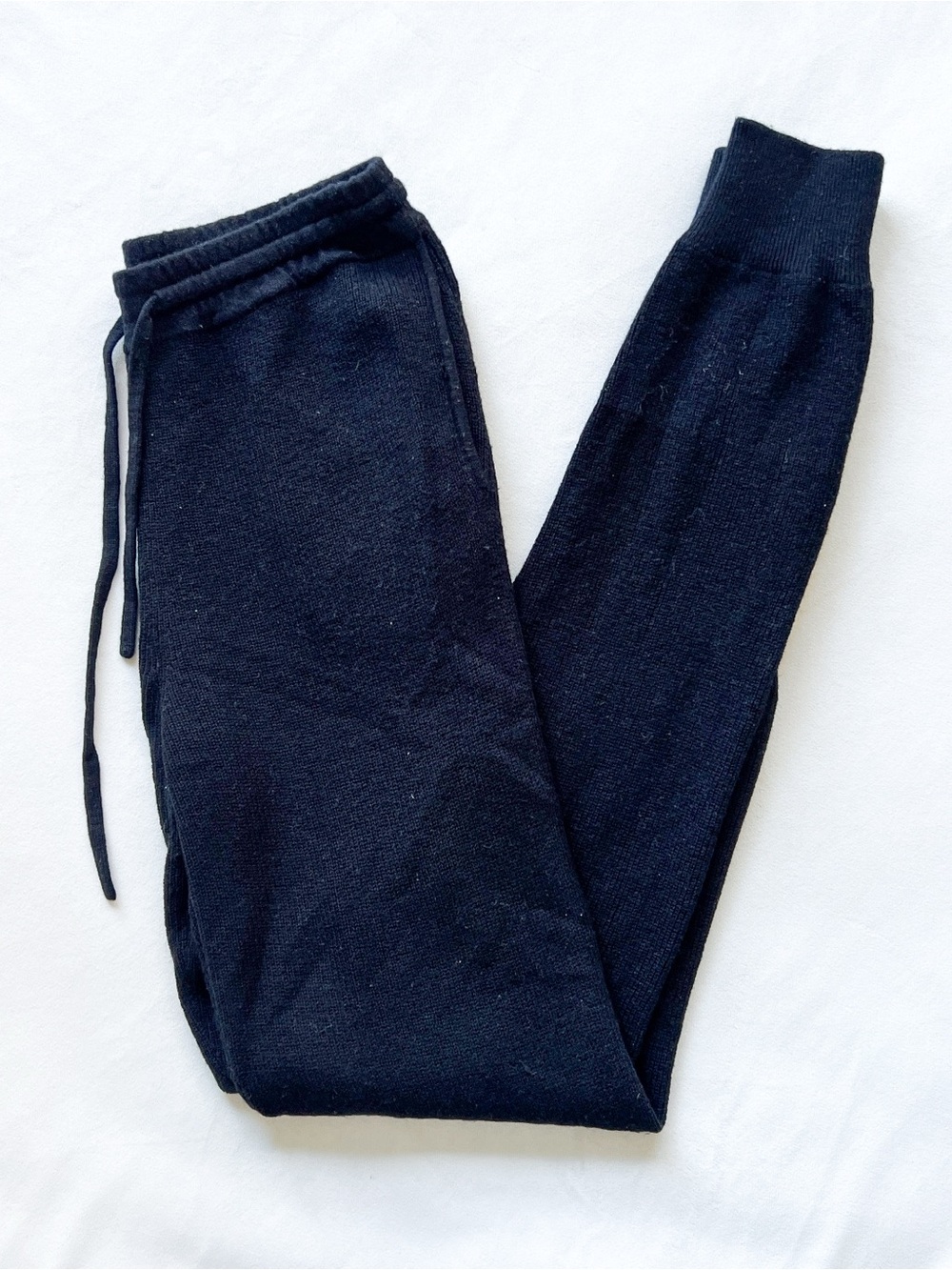 AllSaints Black Men's Knit Cashmere Wool Joggers Pants - Small